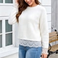 thumbnail image 4 of Sheghy Summer Tops for Women 2026 Cold Weather Everyday Crewneck Baggy Fit Solid Color Knitted Long Sleeve Sweater Top White S, 4 of 9