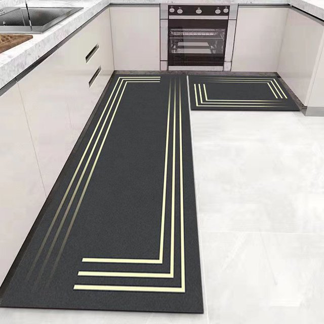 Alfombrilla de cocina moderna y sencilla con diseño de viento, resistente al agua y al aceite, para la entrada de la puerta, alfombrilla absorbente antideslizante y resistente a la suciedad