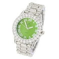 thumbnail image 2 of Women's Big Rocks Bezel Colored Dial with Roman Numerals Fully Iced Out Watch - ST10327LA (Silver - Lime), 2 of 3