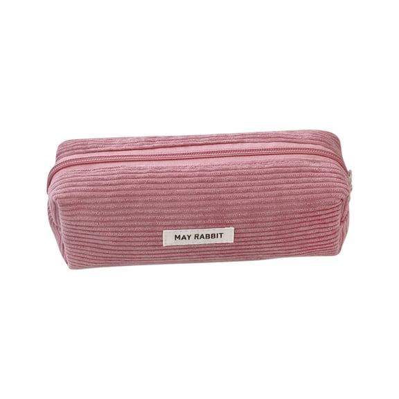 Kyusrd Retro Corduroy Solid Color Pencil Pouch,Large Capacity Zipper Stationery Bag with Premium Texture,Portable Cosmetic Pen Organizer