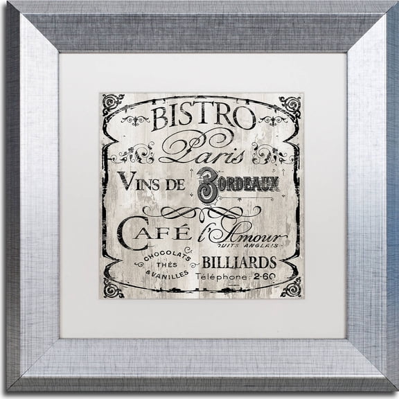Trademark Fine Art "Paris Bistro III" Canvas Art by Color Bakery, White Matte, Silver Frame