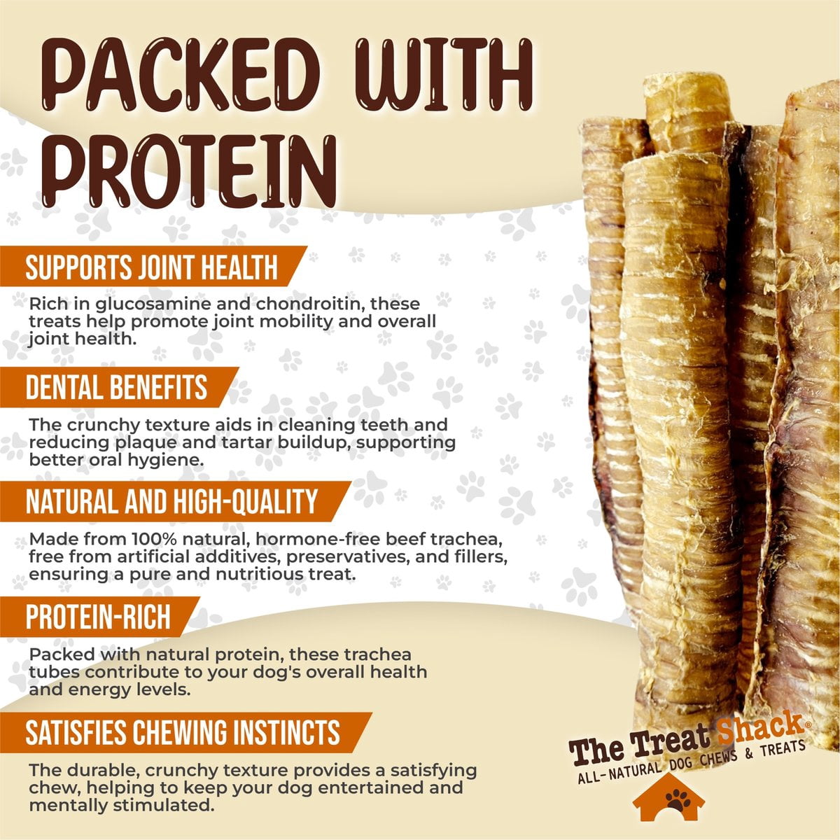 The Treat Shack 12-in Whole Beef Trachea Tubes Natural Dog Chew Treats, 8CT