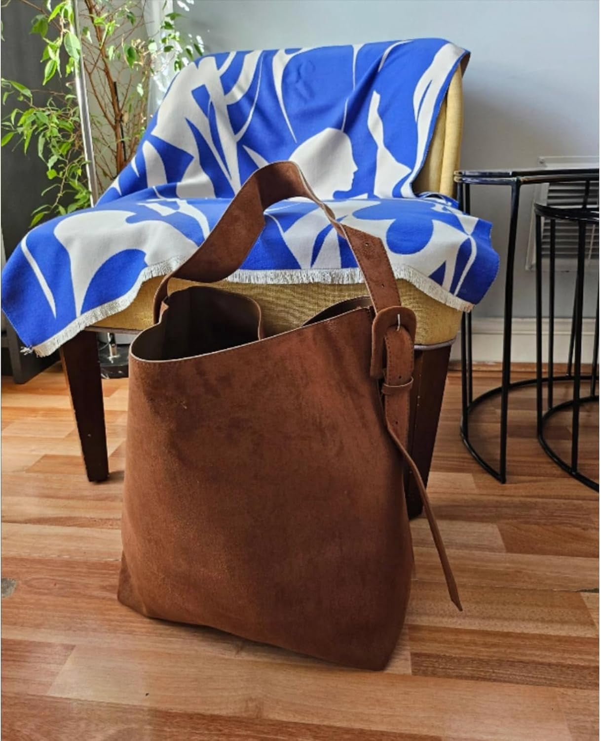 SPEKSEE Suede Tote Bag for Women Large Tote Purse Handbags Crossbody Designer Purse Vintage Soft Suede Working Bag