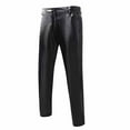 thumbnail image 2 of Leesechin Jogger Pants for Men Punk Retro Gothic Slim Fit Casual Pants Solid Color Casual Leather Pants Full Length Pants Black M, 2 of 9