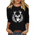 thumbnail image 2 of PEONAVET 3/3116 Length Sleeve Womens Tops, Women's 3/4 Sleeve Western Style Printed Casual T-shirt, 2 of 4