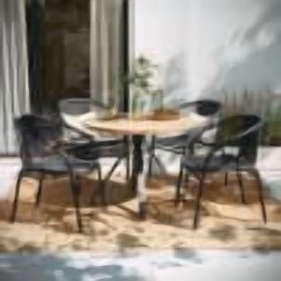 BizChair 4 Pack Gray Rattan Indoor-Outdoor Restaurant Stack Chair