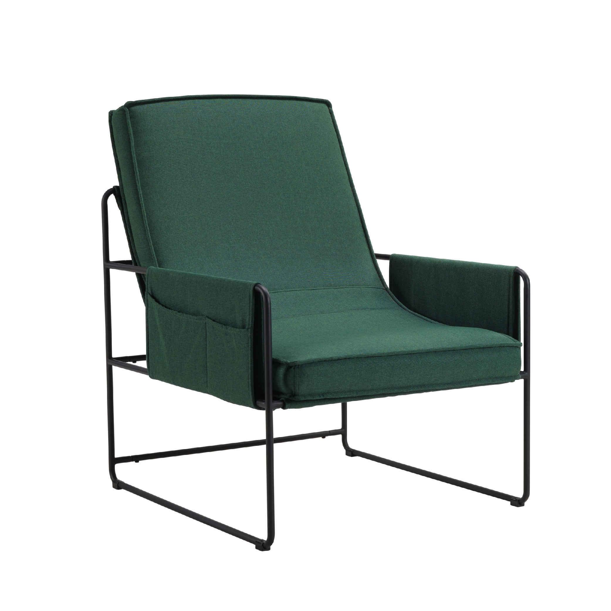 MAYEERTY Modern Accent Chair with Removable Cushion & Wood Armrests,Green