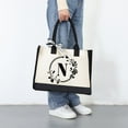 thumbnail image 3 of Fashion Canvas Handbag for Women Letter Flowers Printed Hit Color Portable, 3 of 6