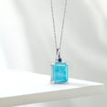 thumbnail image 4 of Gem Stone King 925 Silver Green Turquoise and Blue Created Sapphire Pendant Necklace for Women (2.35 Cttw, Gemstone Birthstone, Emerald Cut 10X8MM with 18 inch Silver Chain), 4 of 4