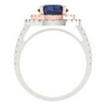 thumbnail image 4 of Halo Engagement Ring for Women - 2.6ct Simulated Blue Sapphire in 14K White/Rose Gold Promise Ring, 4 of 6