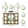 thumbnail image 5 of Light Green Embossed Vintage Christmas Ball Ornament Set Shatterproof Hanging Baubles for Xmas Tree Decor, 5 of 9