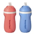 thumbnail image 1 of Tommee Tippee Sporty Straw Bottle, 2x9oz, Spill Proof Toddler Water Bottle For 12 Months+, Flip Lid Helps Keep Straw Clean, Blue and Red, 1 of 6