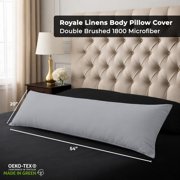ROYALE LINENS Body Pillow Cover - Double Brushed 1800 Microfiber - 20x54 with Hidden Zipper Closure - Wrinkle & Fade Resistant - Super Soft Body Pillowcase 2 Pack (Silver, Pack of 2)