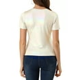 thumbnail image 3 of INSPIRE CHIC Women's Party Metallic Textured Short Sleeve Shiny Multi Color Tops, 3 of 6