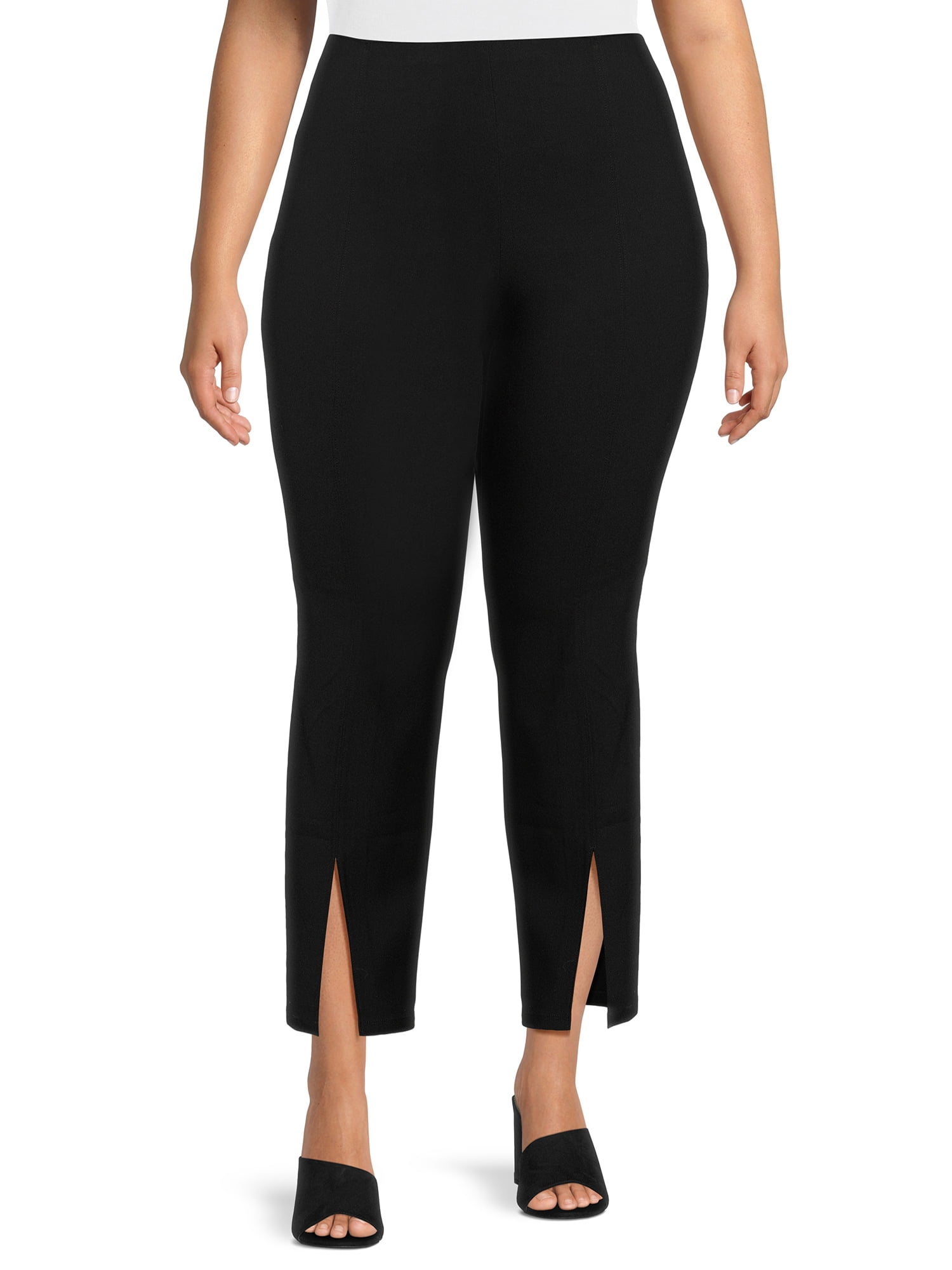 No Boundaries Juniors Plus Stretch Straight Leg Slit Front Pants, 2-Pack -  Walmart.com