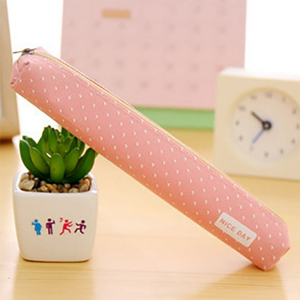 Estuche de lona para guardar artículos de papelería | Organizador con cremallera suave | Estuche multiusos para cosméticos, llaves y objetos pequeños | Para el hogar, la oficina y la escuela