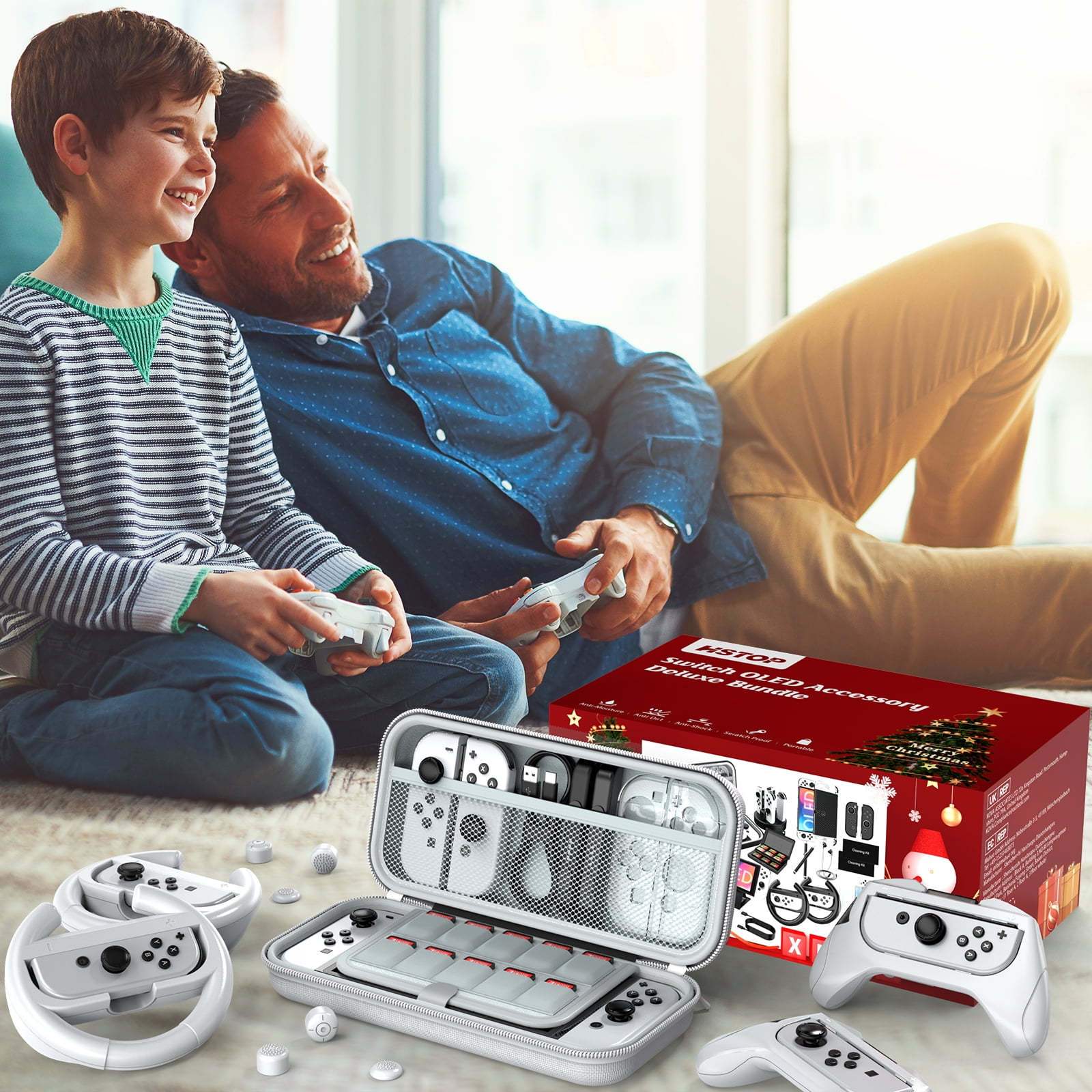 HSTOP Nintendo Switch OLED Accessories Bundle 27 in 1 for Nintendo Switch, Gift Family Accessories Kit with Carrying Case JoyCon Charging Dock Grip HSTOP Nintendo Switch OLED Accessories Bundle 27 in 1 for Nintendo Switch, Gift Family Accessories Kit with Carrying Case JoyCon Charging Dock Grip