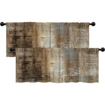 Brown Grey Valances for Windows 2 Pack, Abstract Art Valance Curtains, Modern Decorative Valance Rod Pocket Window Treatments for Living Room, Bedroom, Kitchen, 52" W x 18" L