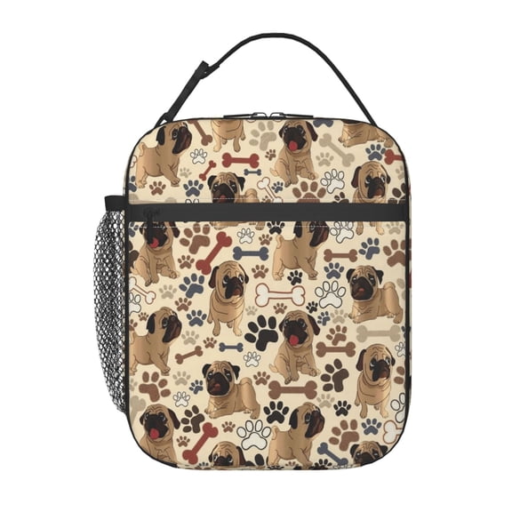 Pug Dog Paws Lunch Bag Portable Thermal Lunch Box for Men and Women