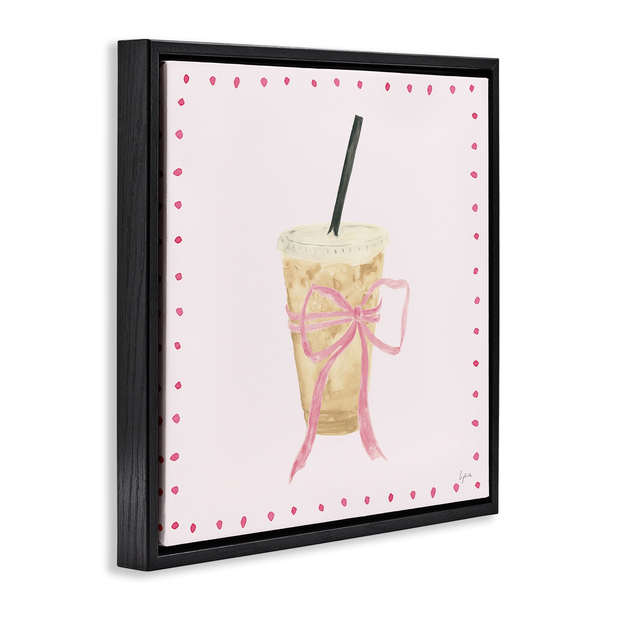 Stupell Industries Glam Iced Coffee Food & Beverage Painting Black Floater Framed Canvas Art Print Wall Art, 25 x 25