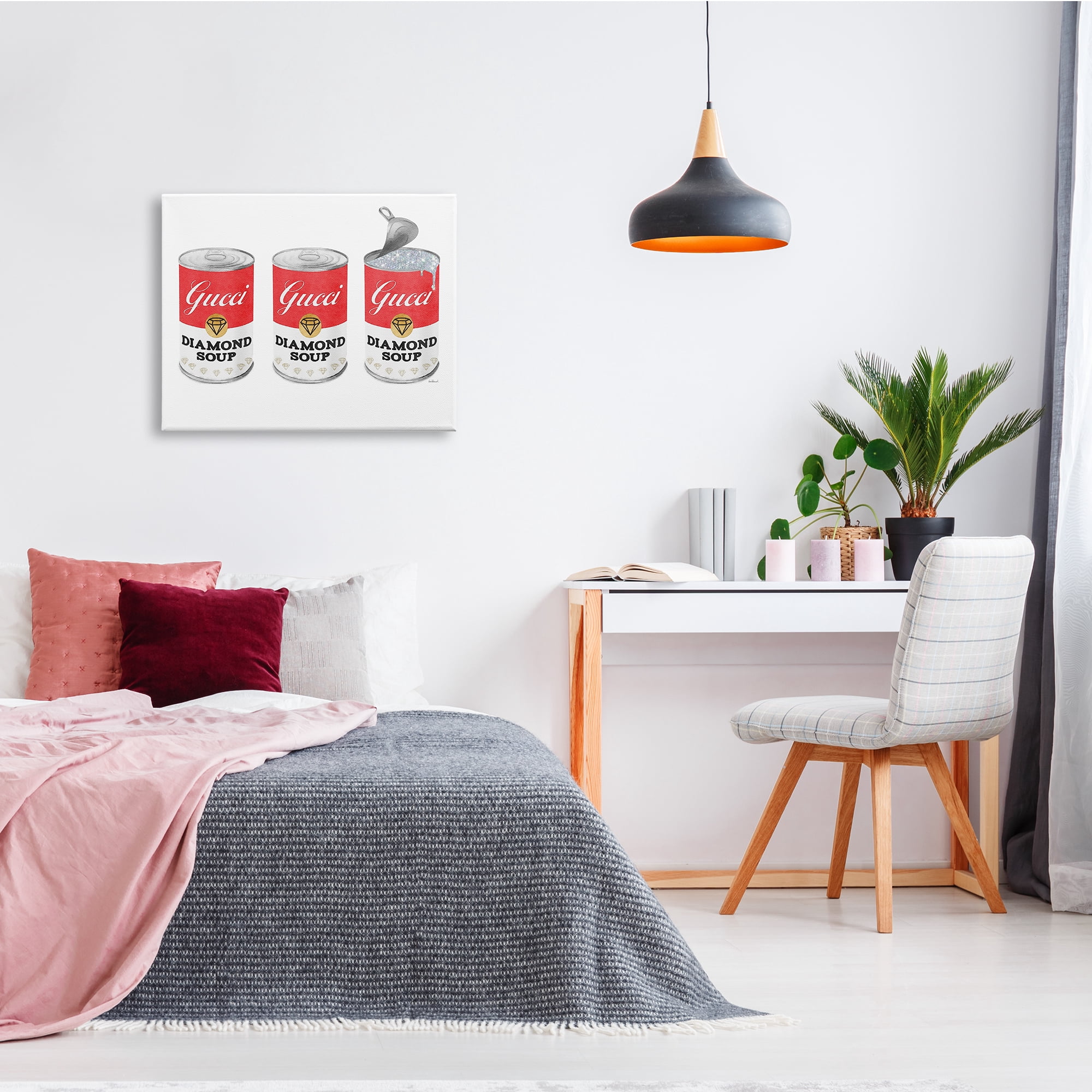 Stupell Industries Condensed Soup Trio Glam Fashion Traditional Red Pop, 30 x 24, Design by Amanda Greenwood