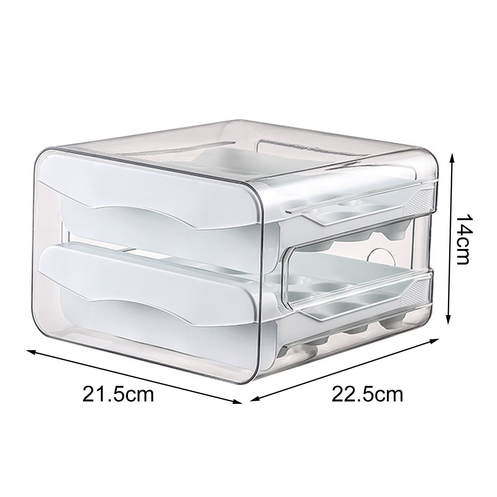 sunsanly Egg Storage Box Double Layers Transparent Visible 32 Grids Large Capacity Food Grade Pull Out Drawer Type Stable Stackable Kitchen Fridge Egg Container