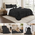 thumbnail image 6 of Twin XL Quilt Set 68''x98'', Black Burlap Texture Lightweight Summer Bedspread Coverlet Set with 2 Pillow Shams, Farmhouse Vintage Black Breathable All Season Quilt Bedding for Dorm/Guest Room, 6 of 9