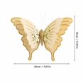 thumbnail image 2 of Yellow Christmas Velvet Butterfly Hanging Ornament, Double Layer Glitter Accent for Tree Wreath Garland Holiday Decoration, 2 of 5