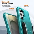 thumbnail image 2 of For Samsung Galaxy S24 Ultra Phone Case,With Contractile Kickstand,Card Slots,Anti-Scratch PU Leather + TPU Hybrid Shockproof Heavy Duty Anti-fall Drop Protection,Tough Rugged Phone Case,Green, 2 of 6