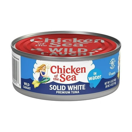 Chicken of the Sea Solid White Premium Albacore Tuna in Water, Wild Caught Tuna, 5 oz. Can ( Pack of 2 )