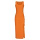 thumbnail image 4 of ICHUANYI ClearanceWomen's Summer Sleeveless High Waist Solid Ribbed Drawstring Ruched Sexy High Slit Dresses(Orange, XXL) ICHUANYI WER20232080506518, 4 of 6