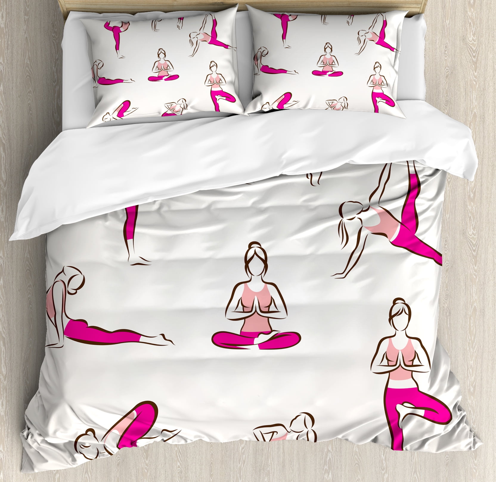 Yoga Duvet Cover Set And Pilates Poses Symbols Healthcare Yoga Duvet Cover Set And Pilates Poses Symbols Healthcare Fitness Concept Exercise Gymnastics Decorative Bedding With Pillow Shams
