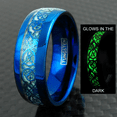 thumbnail image 2 of Unique Blue Glow in Dark Dragon Tungsten Carbide Wedding Band for Men & Women â€“ Engagement Band for Him & Her, 2 of 4