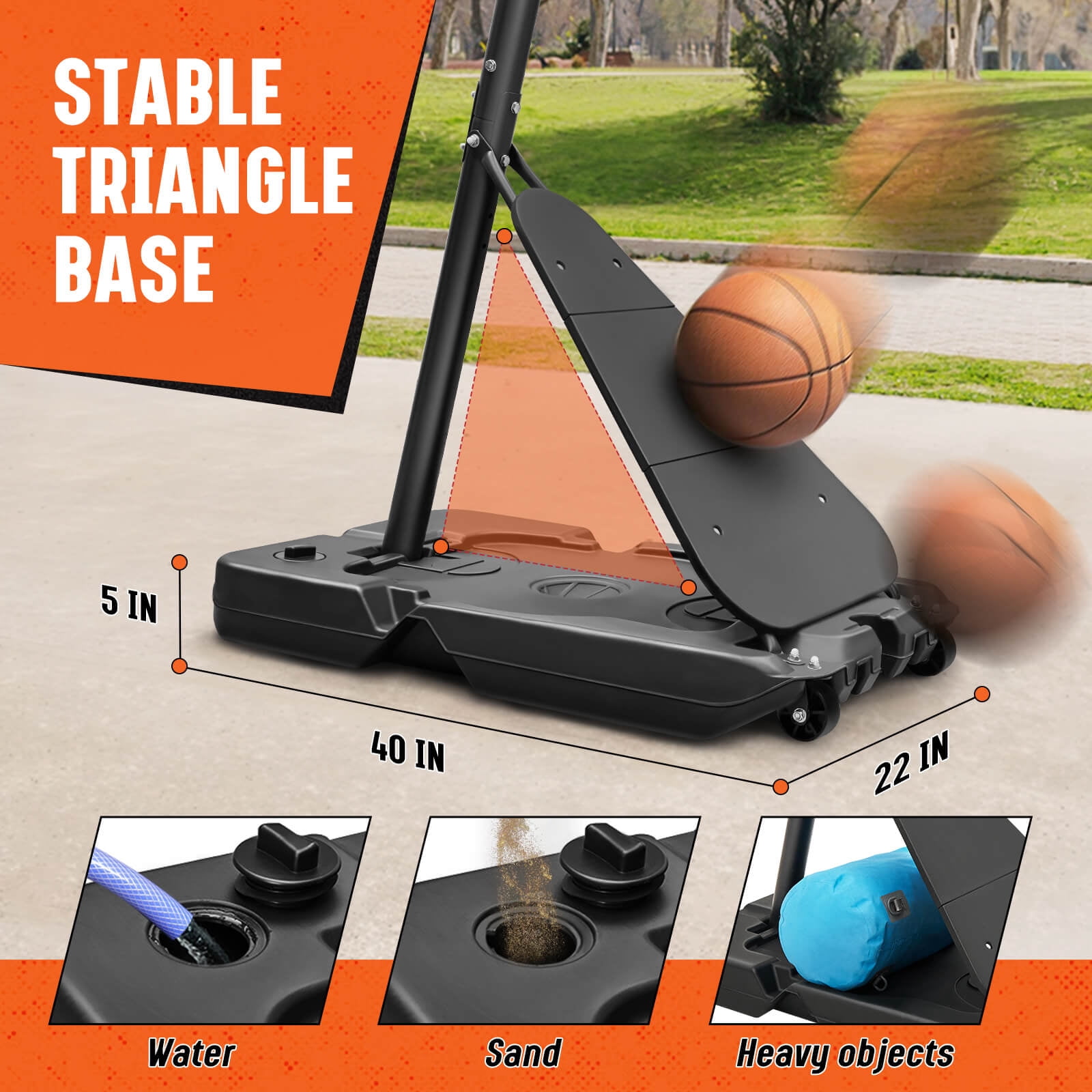 SERAY Adjustable Basketball Hoop 3.4-10 Feet, Portable Basketball Goal with 40 Inch Shatterproof Backboard & Wheels, Indoor/Outdoor Basketball System for Kids, Teens & Adults