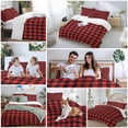 thumbnail image 5 of 3 Piece Black Red Plaid Duvet Cover Set Queen Size,Microfiber Comforter/Quilt Cover with Corner Ties and 2 Pillowcases,Vintage Rustic Buffalo Checked Gingham All Season Bedding with Zipper Closure, 5 of 8