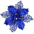 thumbnail image 1 of 24 piezas de malla plateada con purpurina, hojas de acebo, flores artificiales de nochebuena, adornos para árboles de 5,9 pulgadas para corona plateada, regalo floral, decoración de invierno, bodas,, 1 of 8