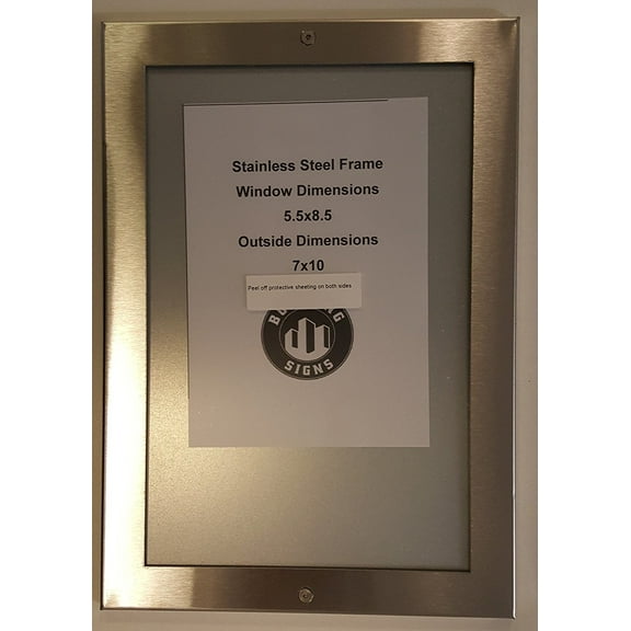Elevator certificate frame 8.5" x 5.5" stainless Steel