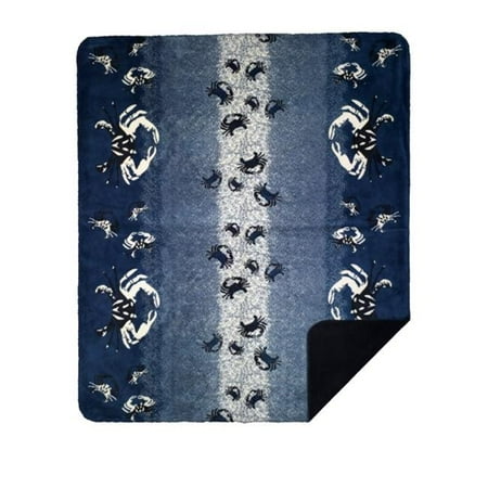 Denali Home Collection by Mont Double-Sided Reversible Throw, 60 by 70-Inch, Atlantic Blue Sand Crabs/Lapis