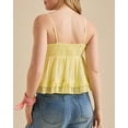 thumbnail image 6 of Women Vneck Camisole Y2k Spaghetti Strap Peplum Crop Tank Babydoll Flowy Top Trendy Summer Shirt Light Yellow L, 6 of 7