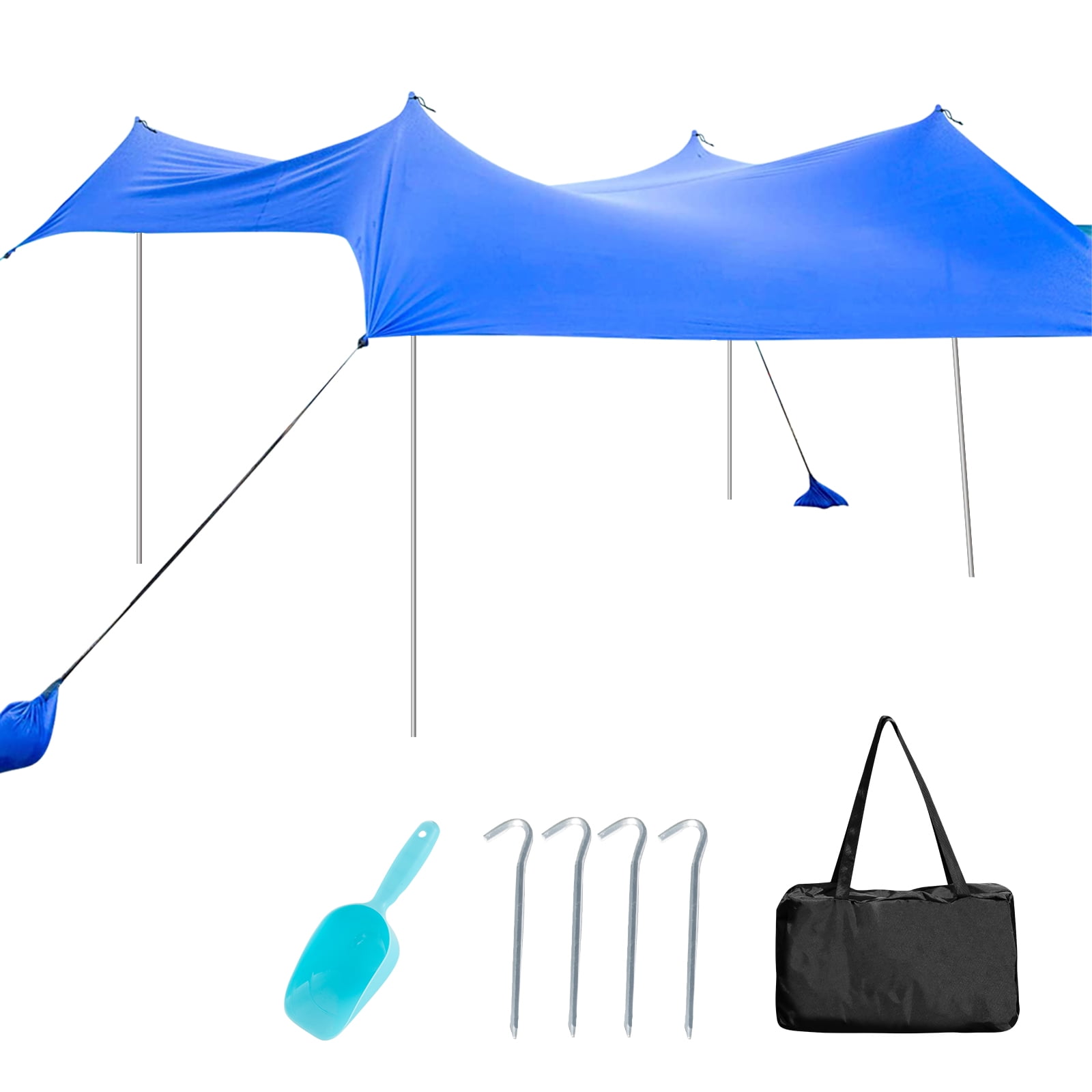 Topbuy 7'x7'Beach Tent Canopy w/ 4 Poles Sandbag Anchors UPF50+ Blue