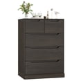 thumbnail image 5 of Homfa 5 Drawer Tall Dresser, Wood Storage Nightstand Chest of Drawers with Cutout Handles for Living Room, Dark Brown, 5 of 7
