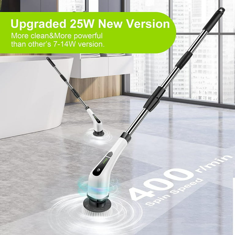Tilswall Electric Spin Scrubber, Cordless Grout Shower 360 Power Bathroom  Cleaner with 4 Replaceable Rotating Brush Heads, Tool-Free Adjustable  Extension Handle for Tile, Floor, Bathtub 