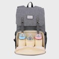 thumbnail image 3 of Sunveno Canvas Diaper Bag Backpack Large Capacity Nappy Bag Multifunction Waterproof Nursing Bag Travel Backpack, Gray, 3 of 9