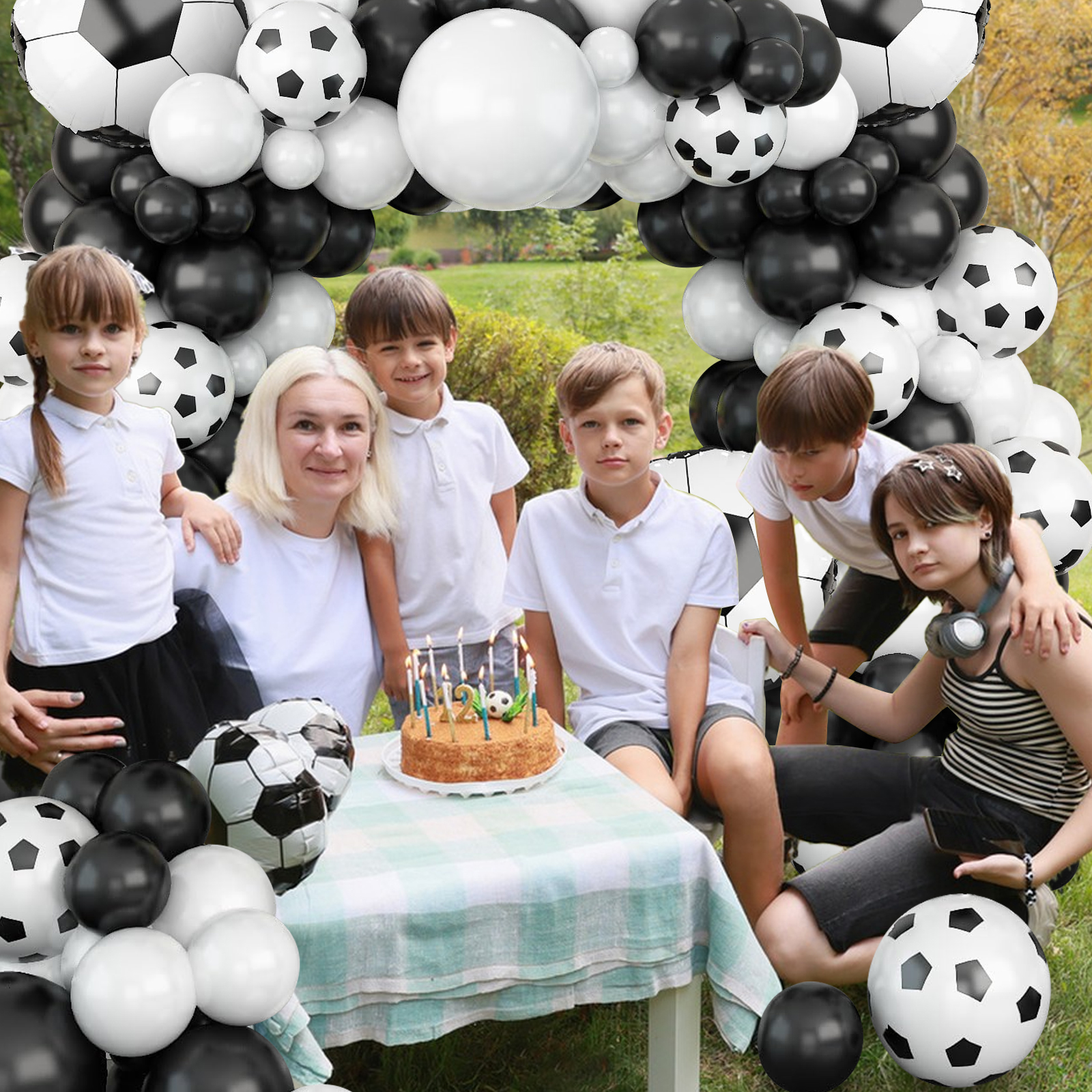 SKTMH 110Pcs Soccer Balloon Garland Soccer Party Decorations Black and White Balloon Garland Soccer Balloons Football Print Balloons Football Balloon Arch Kit for Sport Birthday Party Decorations