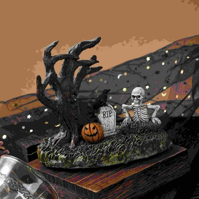 Décor de Scène d'Horreur d'Halloween en Résine - Zombie Réaliste, Ornement de Cimetière pour Table Intérieure, Présentation de Cour Extérieure