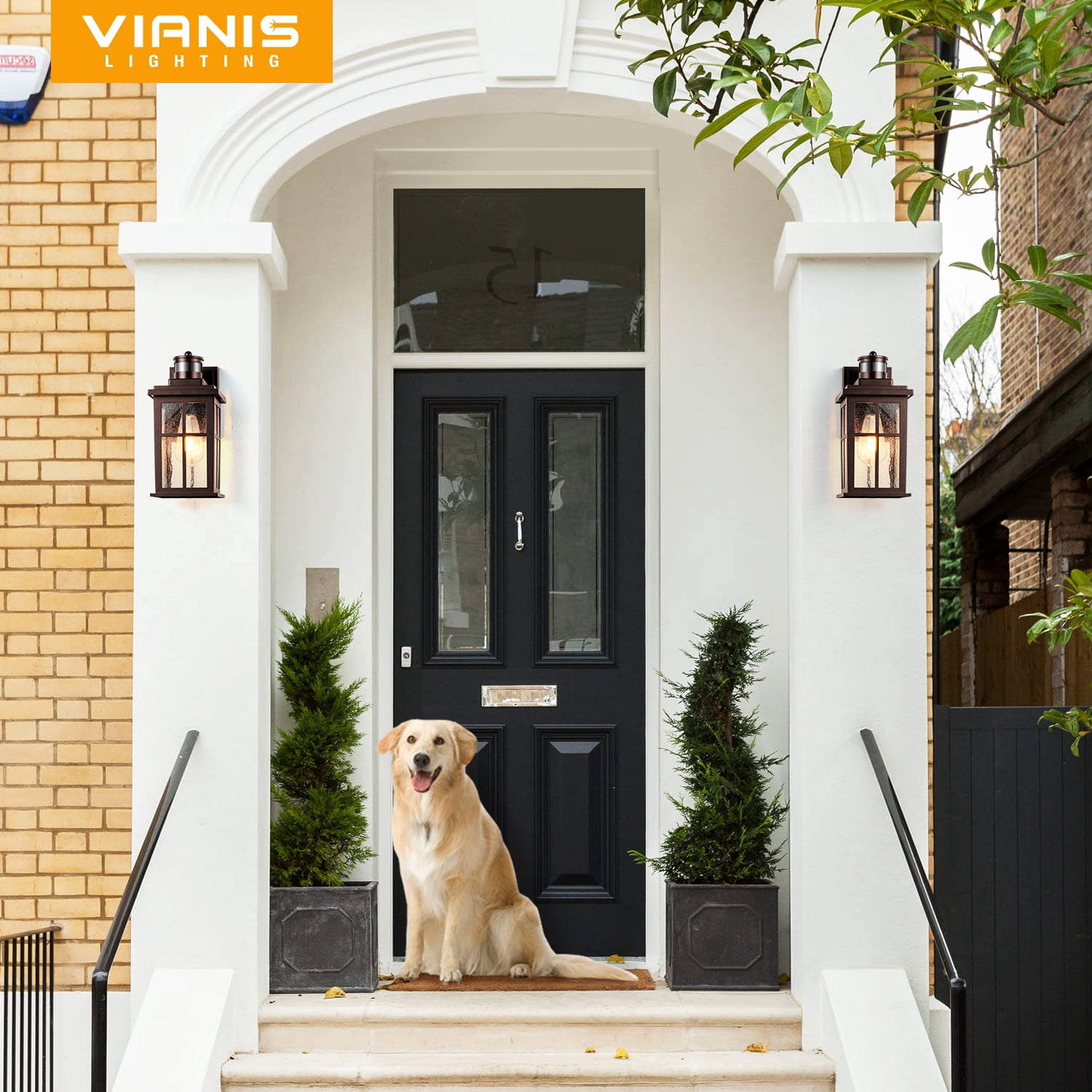 VIANIS Brown Motion Sensor Exterior Lighting Fixtures, Oil Rubbed Bronze Outdoor Garage Lights Wall Mount Sconce, Outdoor Wall Lantern for Garden, Patio, Front Door, Outside Porch Lights for House