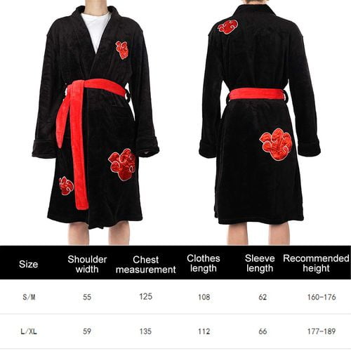 Mens Akatsuki Uchiha Itachi Kimono Bathrobe Sleepwear Casual Knee Length Robe Pajamas Cloak 