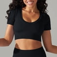 thumbnail image 4 of Timegard Crop Tops for Women Ribbed U Neck Short Sleeve Workout Yoga Tops Seamless Going out Tee Shirts, 4 of 6