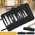 thumbnail image 2 of de Cuchillos con 22 Ranuras Ubicaciones Cuchillo para Chef Cuchillo con Ruedas Roll - Tamaño Desplegado 58x35.3cm Soledad Funda de cuchillería para chefs Roll Up, 2 of 10