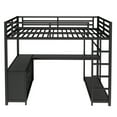 thumbnail image 5 of Newest Workstation Loft Teens and Adults Productive & Organized Metal Queen Loft Bed with L-Shaped Desk and Wardrobe, Black, 5 of 15